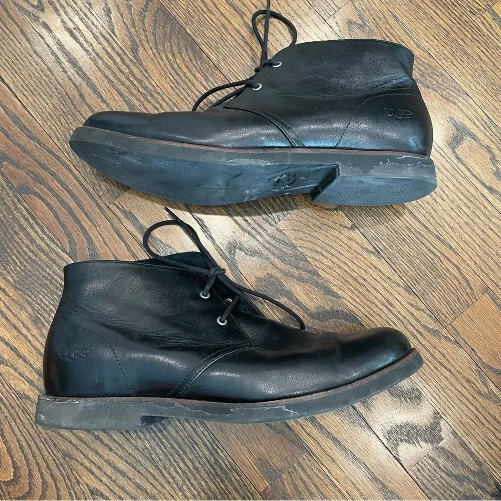 UGG Black Leather Chukka Boots